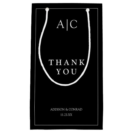Elegant Black Monogram Wedding Klein Cadeauzakje (Voorkant)