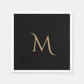 Elegant Black Monogram Wedding Servet (Voorkant)