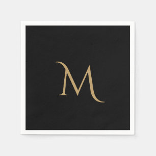 Elegant Black Monogram Wedding Servet