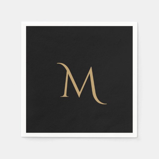 Elegant Black Monogram Wedding Servet (Voorkant)