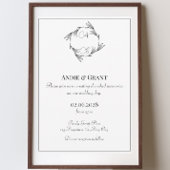 Elegant Black Monogram Wedding Uitnodiging