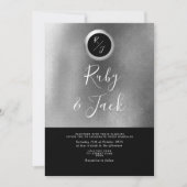 Elegant Black Monogram Wedding Uitnodiging (Voorkant)