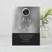 Elegant Black Monogram Wedding Uitnodiging (Staand voorkant)