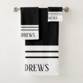 Elegant Black Monogramed Name Bad Handdoek (Insitu)