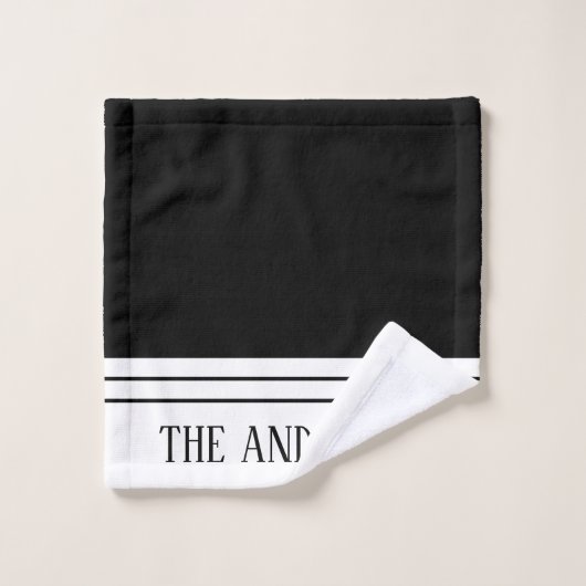 Elegant Black Monogramed Name Bad Handdoek (Wasdoekje)