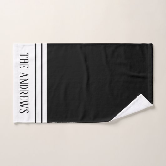 Elegant Black Monogramed Name Bad Handdoek (Handdoek)