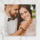 Elegant Black Mr en Mrs Script Custom Monogram Bedankjes Labels (Achterkant)