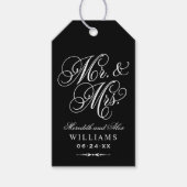 Elegant Black Mr en Mrs Script Custom Monogram Cadeaulabel (Voorkant)