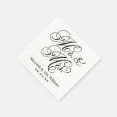 Elegant Black Mr en Mrs Script Custom Monogram Servetten (Hoek)