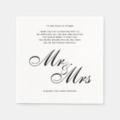 Elegant Black Mr en Mrs Wedding Dank u Bericht Servet (Voorkant)
