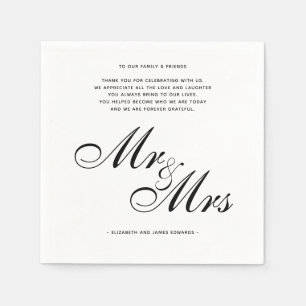 Elegant Black Mr en Mrs Wedding Dank u Bericht Servet
