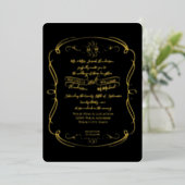 Elegant Black n Gold Foil  Scrolls Weddenschap Folie Uitnodiging (Staand Voorkant)