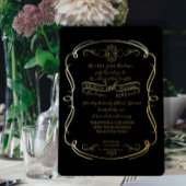 Elegant Black n Gold Foil  Scrolls Weddenschap Folie Uitnodiging
