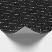 Elegant Black Name Tag Cursive Script Kerstmis Cadeaupapier (Hoek)
