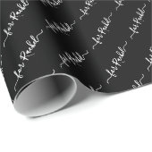 Elegant Black Name Tag Cursive Script Kerstmis Cadeaupapier (Rol Hoek)