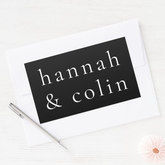 Elegant Black Names Rechthoekige Sticker (Envelop)