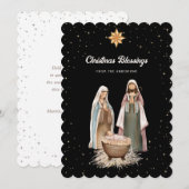 Elegant Black Nativity Scene Stars Christian Feestdagenkaart (Voorkant / Achterkant)