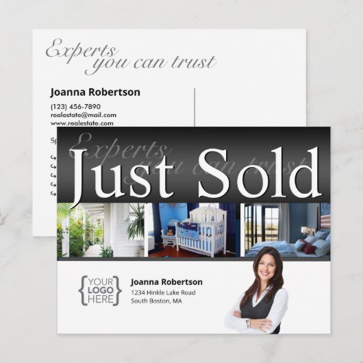 Elegant Black Net verkocht sjabloon onroerend goed Briefkaart (Voorkant / Achterkant)