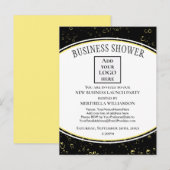 Elegant Black New Business Shower Logo Uitnodiging Briefkaart (Voorkant / Achterkant)