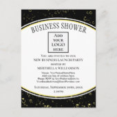 Elegant Black New Business Shower Logo Uitnodiging Briefkaart (Voorkant)