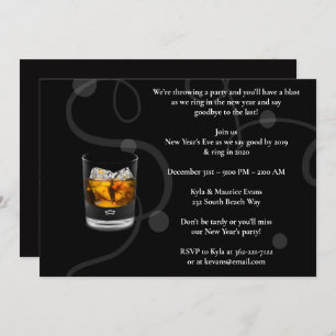 Elegant Black New Years Eve Party Kaart