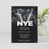 Elegant Black New Years Eve Party Kaart (Staand voorkant)