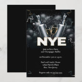Elegant Black New Years Eve Party Kaart (Voorkant / Achterkant)