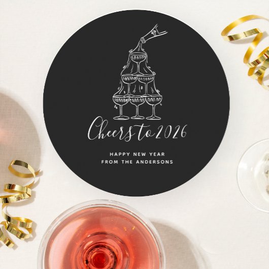 Elegant Black New Years Eve Party Paper Plate Ronde Kartonnen Onderzetter