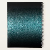 Elegant Black Ombre Blauwgroen Glitter Monogram Planner (Achterkant)