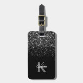 Elegant Black Ombre Glitter Bagagelabel (Voorkant verticaal)
