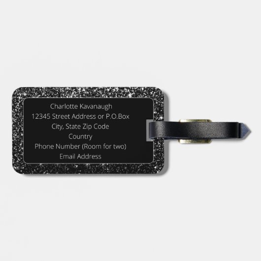 Elegant Black Ombre Glitter Bagagelabel (Achterkant horizontaal)