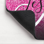 Elegant Black Ombre Hot Pink Glitter Monogram Muismat (Hoek)