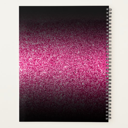 Elegant Black Ombre Hot Pink Glitter Monogram Planner (Achterkant)