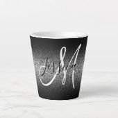 Elegant Black Ombre Silver Glitter Monogram Latte Mok (Voorkant)