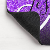 Elegant Black Ombre Violet Glitter Monogram Muismat (Hoek)
