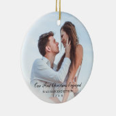 Elegant Black Ons eerste kerstcadeaufoto Keramisch Ornament (Rechts)