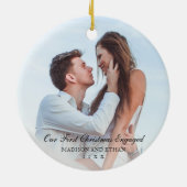 Elegant Black Ons eerste kerstcadeaufoto Keramisch Ornament (Achterkant)