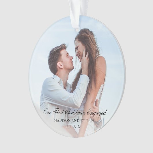 Elegant Black Ons eerste kerstcadeaufoto Ornament (voorkant)