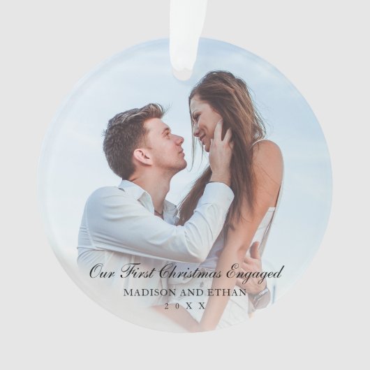 Elegant Black Ons eerste kerstcadeaufoto Ornament (voorkant)