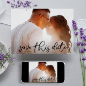 Elegant Black Onyx Photo Classic Calligraphy Save The Date