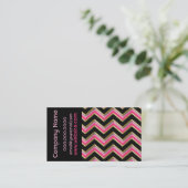 Elegant Black op Hot Pink ZigZag Visitekaartje (Staand voorkant)