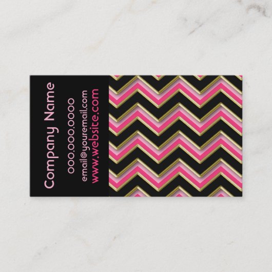 Elegant Black op Hot Pink ZigZag Visitekaartje (Voorkant)