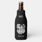 Elegant Black op persoonlijke titel 50th Any Birth Flesjeskoeler (Fles Voorkant)
