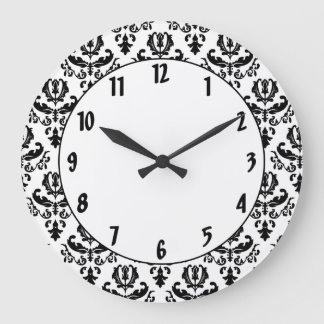 Elegant Black op White Damask Grote Klok