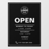 Elegant Black Open Times met Logo Raamsticker (Vel)