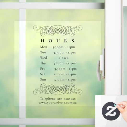   Elegant Black openingstijden Raamsticker (Huis)