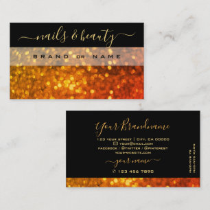 Elegant Black Oranje Gold Sparkle Glitter Shimmery Visitekaartje