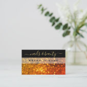 Elegant Black Oranje Gold Sparkle Glitter Shimmery Visitekaartje (Staand voorkant)