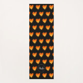 Elegant Black Oranje Heart model Monogram Yogamat (Voorkant)
