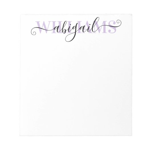 Elegant Black Paars Calligraphy Script Name Notitieblok (Voorkant)